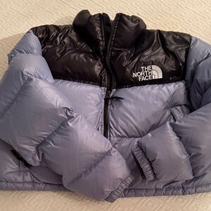 The North Face Women’s Nuptse Cropped XL 700 fill Puffer Jacket - Black and Blue